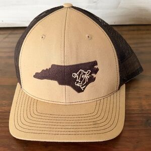 Tan and Brown Trucker Hat with State Design